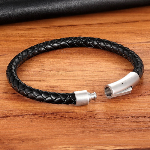 Pulseira Masculina Simple Couro Legítimo Trança - TudoAqui Store