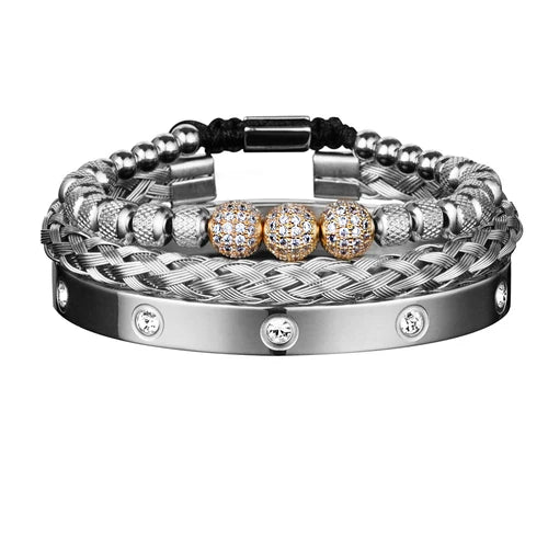 Pulseira Masculina Brilhantes Luxo Vip - TudoAqui Store